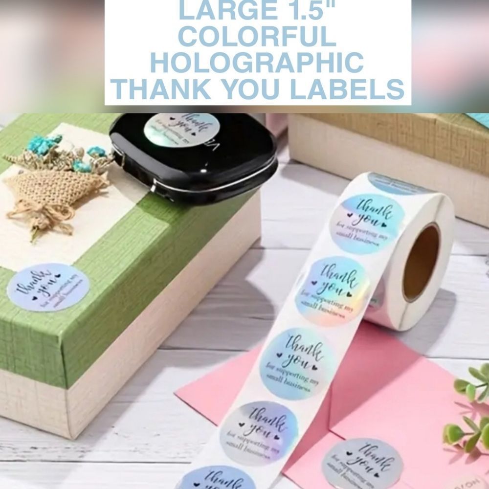 100 Pack LARGE 1.5" COLORFUL HOLOGRAPHIC LABELS DELIGHT YOUR CUSTOMERS